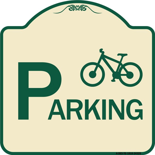 Bicycle Parking With Graphic Heavy-Gauge Aluminum Architectural Sign, 18" x 18", TG-1818-24325